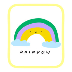 Cute little rainbow. Weather forecast icon. Kids education concept. Vector hand drawn illustration