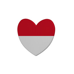 World countries. Heart element on white background. Indonesia