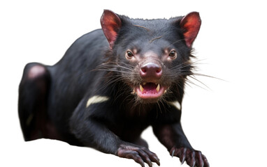 Tasmanian Devil Feisty Marsupial Isolated on a Transparent Background PNG.