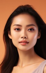 Fototapeta premium Portrait of asian woman isolated with smooth skin face