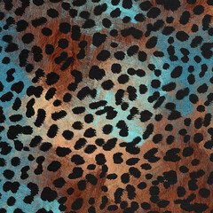 Bright artistic African background. Modern safari backdrop with leopard skin prints