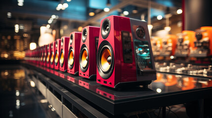 Speakers in a store.