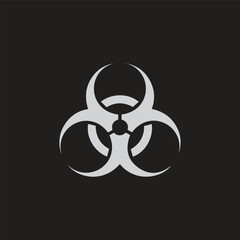 Stylish Biohazard symbol on black background Biohazard symbol with warning text isolated