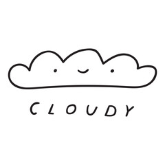 Cloudy. Weather forecast icon. Learning. Kids education concept. Vector hand drawn illustration