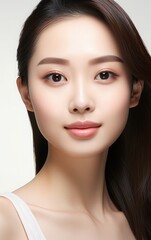 Obraz premium Portrait of beauty asian woman with perfect healthy glow skin facial