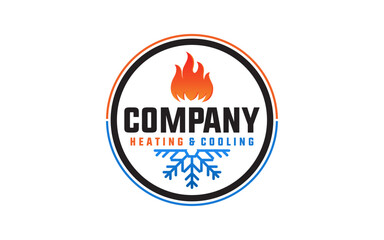 Emblem badge HVAC logo design refrigeration heating and cooling llc, air conditioning logo vintage retro style	
