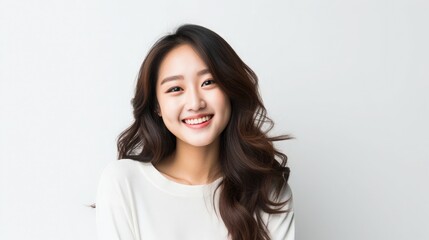 Naklejka premium Close up of beautiful face. Glow skin and plump lips with natural makeup