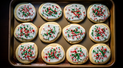Christmas Sugar Cookies with Frosting and Sprinkles