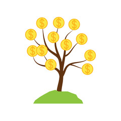Money Tree Isolated on White. Banking and earnings management concept vector