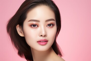 Fototapeta premium Portrait of beauty asian woman with perfect healthy glow skin facial