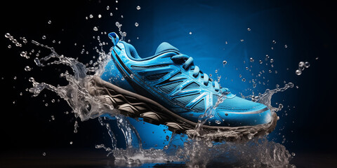 sports sneaker splash in water