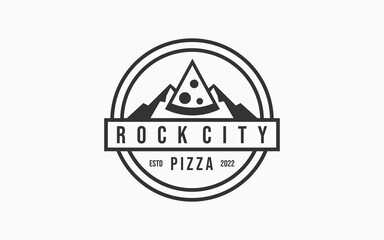 mountain with pizza logo icon design Vector design template inspiration