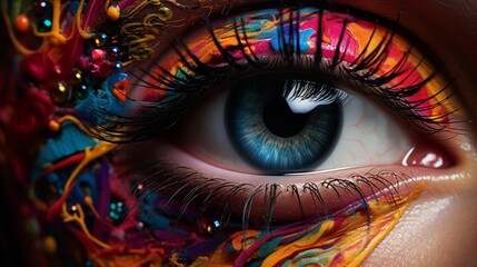 Close-up image showcasing the beauty of a colorful female eye.