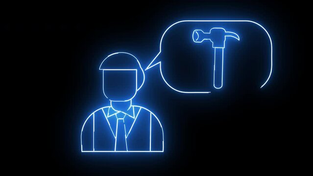 animated sketch of a man and a hammer sketch with a glowing neon saber effect
