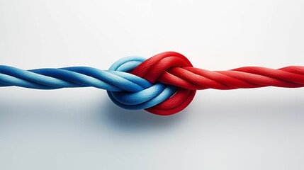 An image of two ropes skillfully tied into a knot. - obrazy, fototapety, plakaty