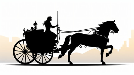 Chariot gladiator silhouette on white background