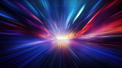 Light speed, hyperspace, space warp background. colorful streaks of light gathering towards the event horizon