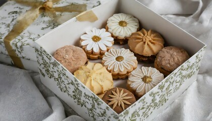 花の形のかわいいクッキーのプレゼントボックス