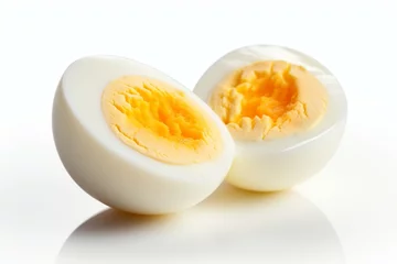 Poster A boiled egg displayed on a plain white background © Muhammad Shoaib