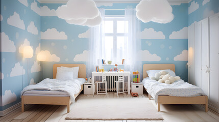 Beautiful children's blue room for a boy