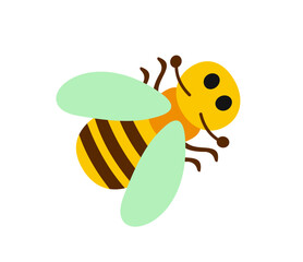 Cute wild insect. Icon or sticker with small striped bee or wasp. Flying winged bug or honey bumblebee. Funny garden or wild animal. Cartoon flat vector illustration isolated on white background