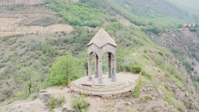  Armenia, Syinik province. Vorotan river gorge and Harsnadzor watch post.  The watchtower point is famous, touristic place in Armenia.