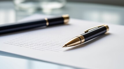 An image of a pen lying on a sheet of paper.