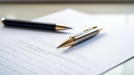 An image of a pen lying on a sheet of paper.