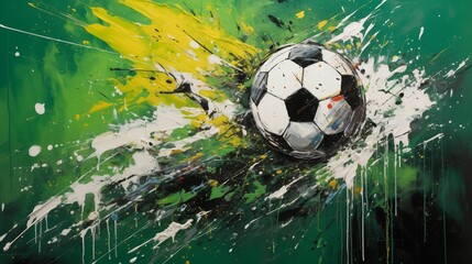 An illustration of a soccer ball on a green background.