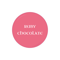 Ruby chocolate sticker isolated on white background. Flat vector label pink color, illustration eps 10.