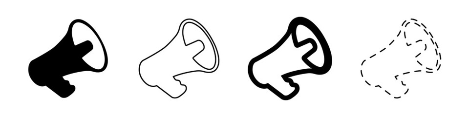 Векторний набір гучномовців. Крик в рупор векторний концепт. Різні стилі гучномовця. Іконка комунікації. Гучномовець для мирних протестів вектор. 