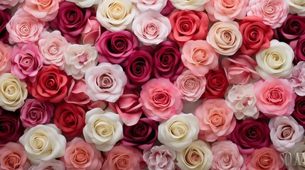 Aerial view of the background decorated with roses.