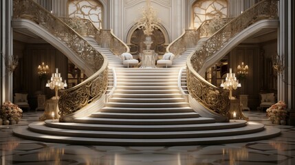 Fototapeta premium A grand staircase that exudes opulence and sophistication.