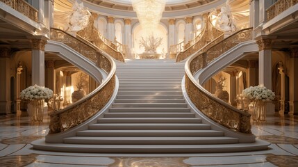 Obraz premium A grand staircase that exudes opulence and sophistication.