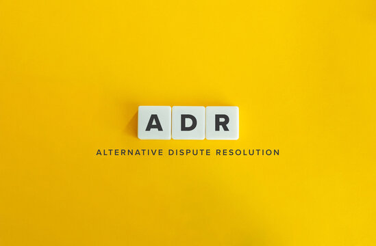 Alternative dispute resolution Abbreviation (ADR). Letter Tiles on Yellow Background. Minimalist Aesthetics.