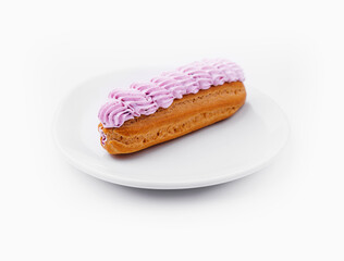 Fresh tasty eclairs isoalted on white background