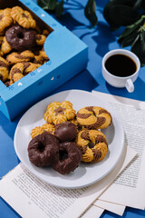 crumbly cookies and cup of coffee