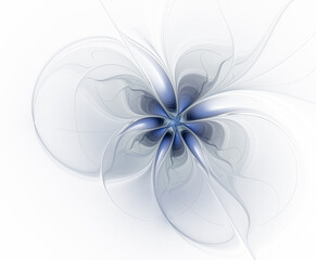Blue fractal flower fantasy on a light background