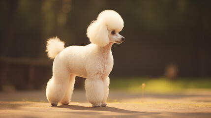 White Poodle (Pudel or Caniche), outside, AI Generated - 686162924