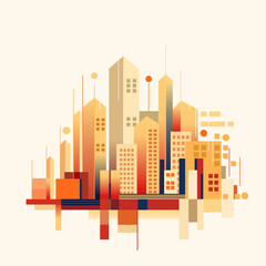 Abstract geometric illustration of buildings in a big city - obrazy, fototapety, plakaty