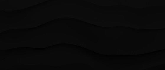 Minimal Black Wave Gradient Background. Clean and Elegant Organic Sand Like Shapes, Barely Visible in a Low Light Environment.