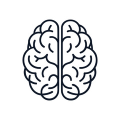 vector illustration in flat style black and white line brain looming thought