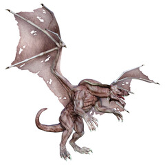 3D Rendering Fairy Tale Dragon on White