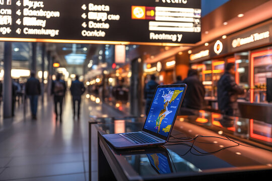 Information Computer on the airport. Buy ticket online on the airport, check in online.