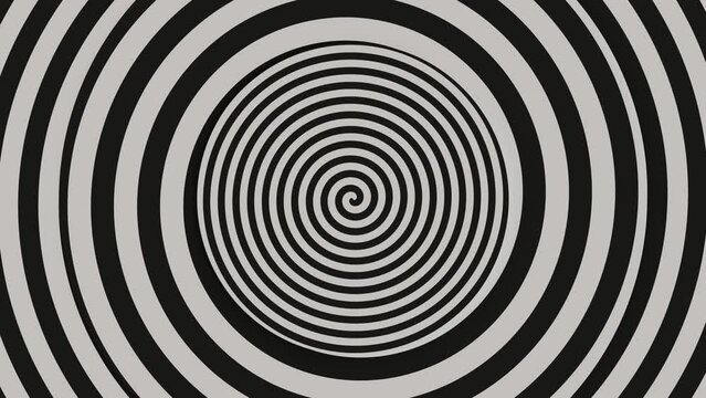 Black and white spiral design with a hypnotic curve on a black and white background