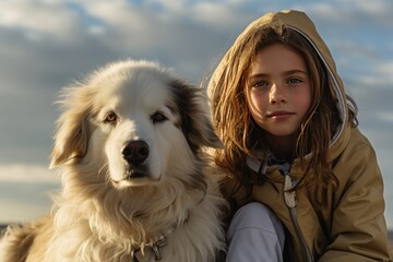 girl with dog