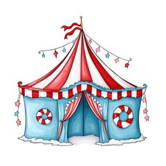 Drawing of Winter carnival tent on white background