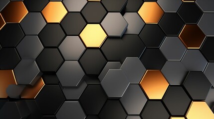 A futuristic hexagon tile wall with a black background.
