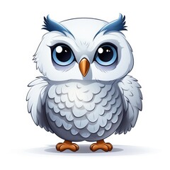 Drawing of Snowy owl on white background