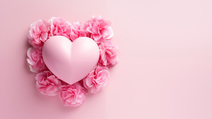 Romantic Symbolism, Pink Heart Surrounded by Roses